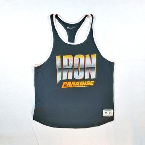 UNDER ARMOUR loose t back tank top IRON PARADISE retro gym weight lifting LARGE